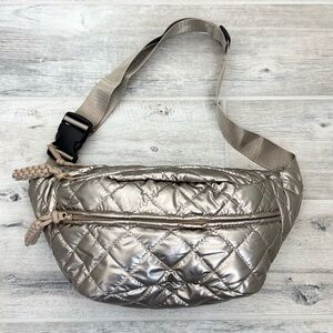 Gold Quilted Unisex Fanny Pack Waist Crossbody Sling Bag